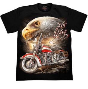 Koszulka motocyklowa orzeł , motocykl wolność , świecąca w ciemnościach